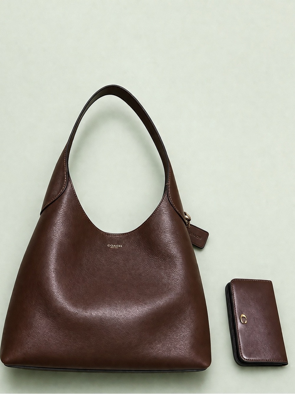 Coach Brooklyn Bag 28 in Brass/Maple with Coach wallet bundle